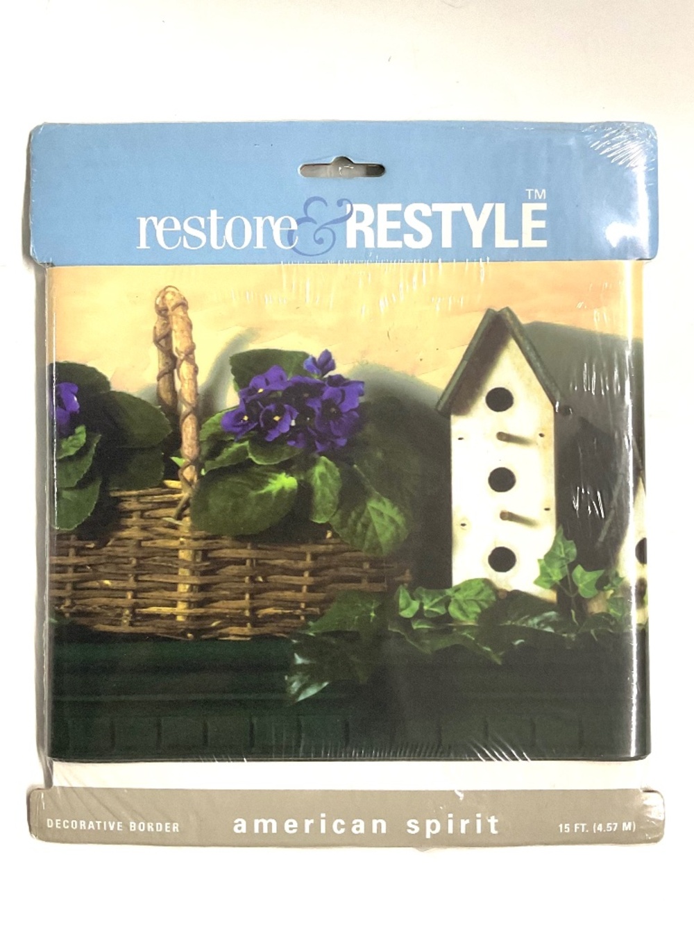 Restore & Restyle, wallpaper border BIRDHOUSES & FLOWERS.  7” X 5yards (15 feet)